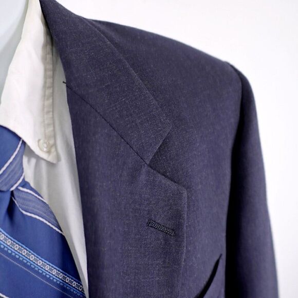 Hart Schaffner Marx Blue Wool 2 Button Blazer 42R Portly - Picture 2 of 13
